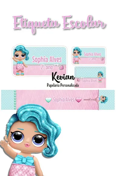 Etiqueta Escolar Lol Sereia - Kit 3