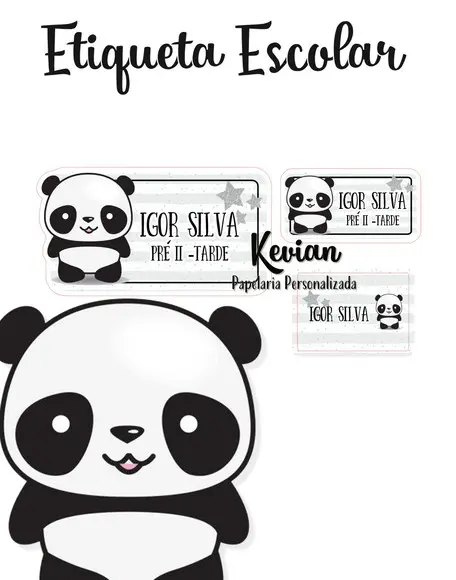Etiqueta Escolar Panda - Kit 2