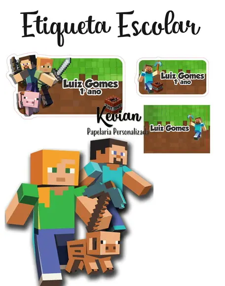 Etiqueta Escolar Minecraft - Kit 2