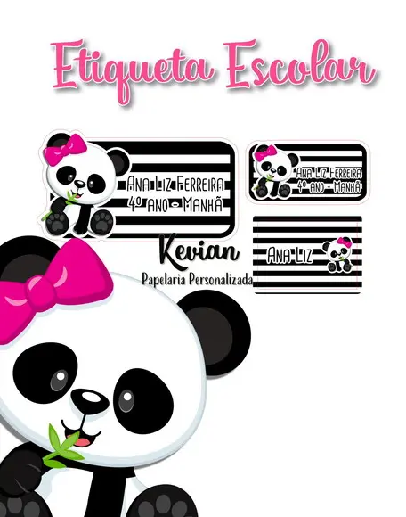 Etiqueta Escolar Panda - Kit 1