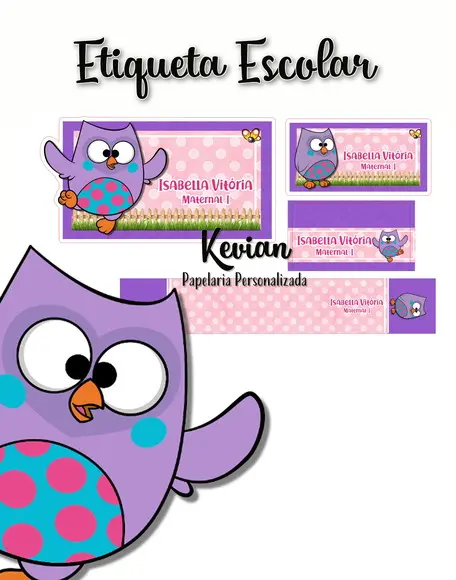 Etiqueta Escolar Corujinha Bubu - Kit 3