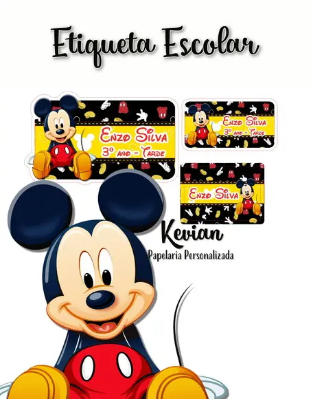 Etiqueta Escolar Mickey - Kit 2