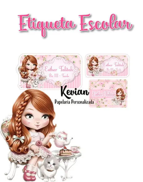 Etiqueta Escolar Jolie Ruiva - Kit 2