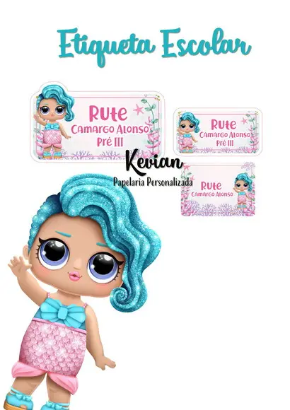 Etiqueta Escolar Lol Sereia - Kit 1