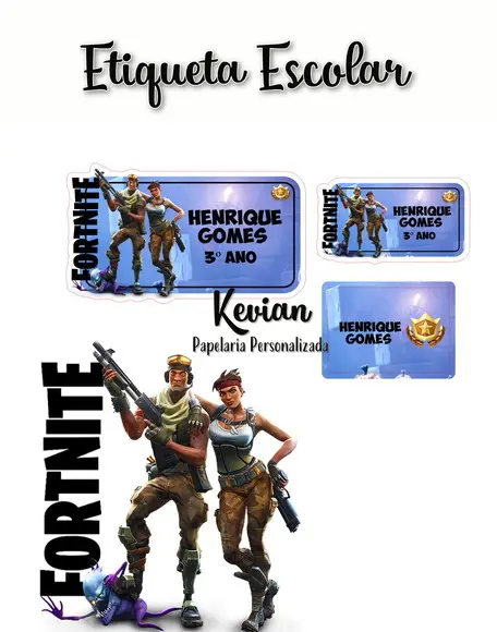 Etiqueta Escolar Fortnite - Kit 2