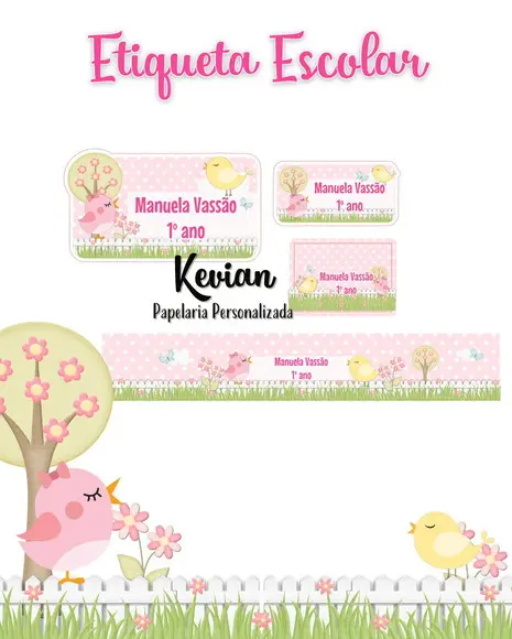 Etiqueta Escolar Jardim Encantado - Kit 3