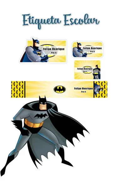 Etiqueta Escolar Batman - Kit 3