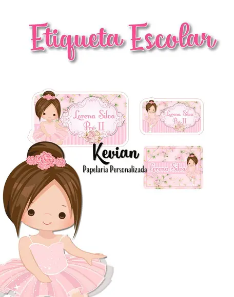 Etiqueta Escolar Bailarina - Kit 2
