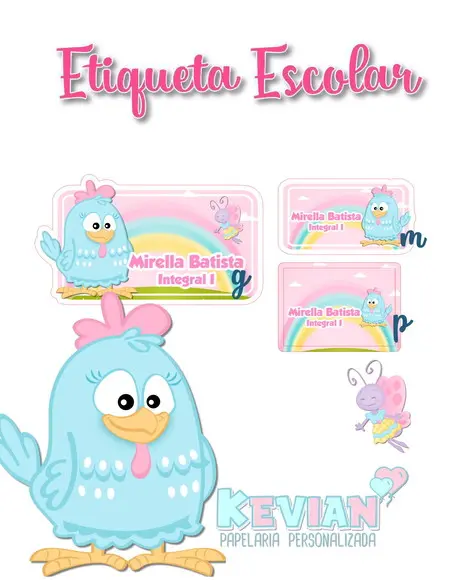Etiqueta Escolar Galinha Pintadinha Candy - Kit 1