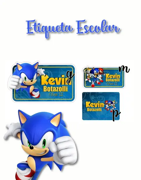 Etiqueta Escolar Sonic - Kit 2
