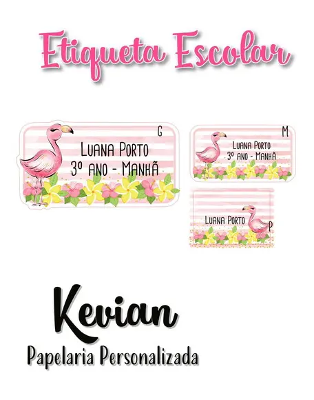 Etiqueta Escolar Flamingo- Kit 2
