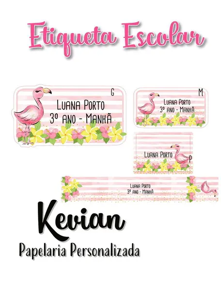 Etiqueta Escolar Flamingo - Kit 3