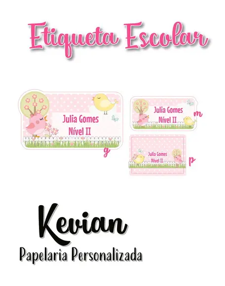 Etiqueta Escolar Jardim Passarinho Kit 2