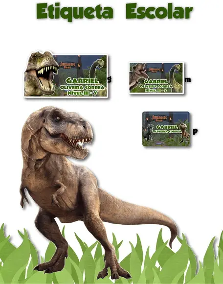 Etiqueta Escolar Dinossauro Jurassic - Kit 1