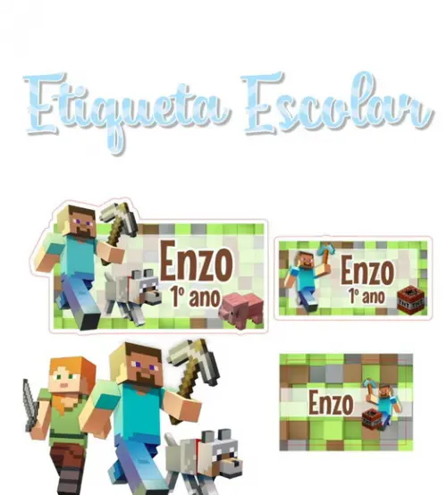 Etiqueta Escolar Minecraft - Kit 2