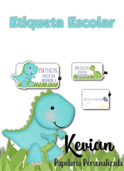 Etiqueta Escolar Dinossauro - Kit 2