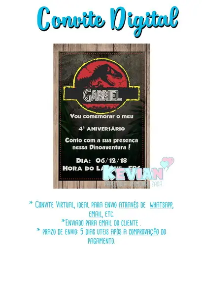 Convite Digital Jurassic Dinossauro