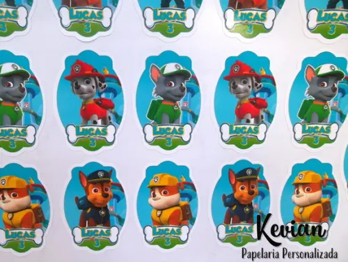 50 Adesivo Mini Tubete Patrulha Canina