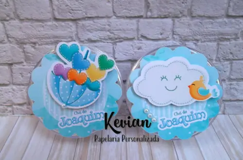 20 Latinha com Aplique Chuva de Amor Azul