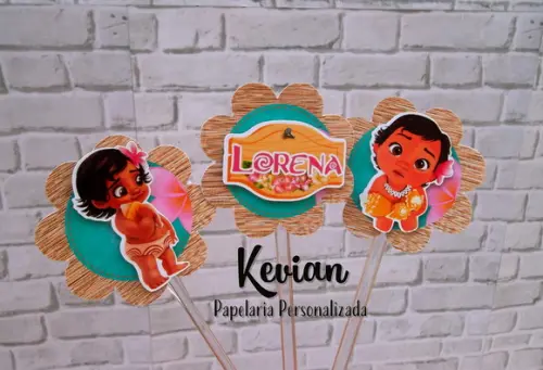 25 Topper Docinho Alto Relevo Moana Baby