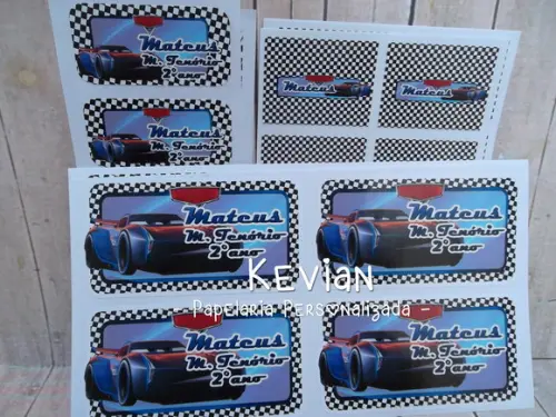 Etiqueta Escolar Carros - Kit 1