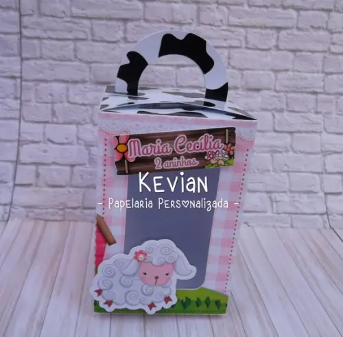 Caixa com Alça e Visor Fazendinha Rosa