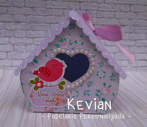 Casinha Passarinho Floral Lilás