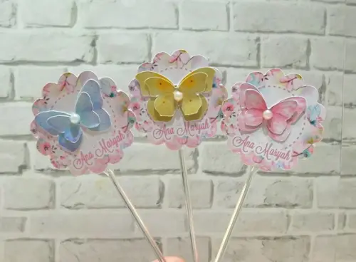 25 Tag Topper Docinho Borboleta Aquarela
