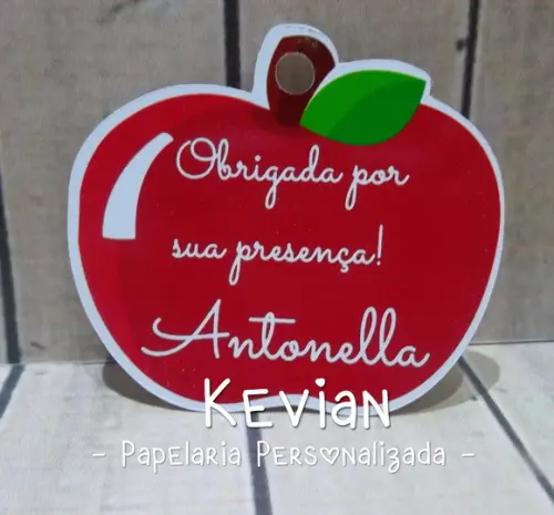 50 Tag Agradecimento Maçã Branca de Neve