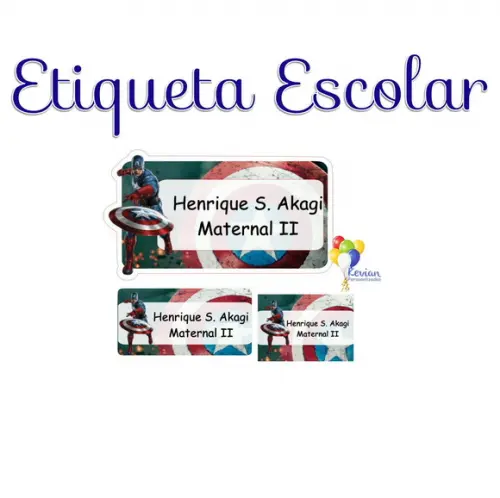 Etiqueta Escolar Capitão América - Kit 2
