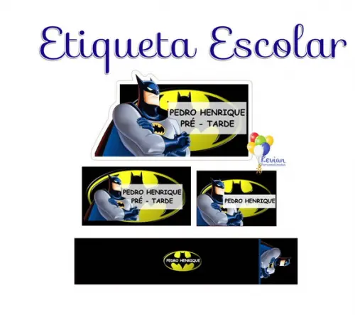 Etiqueta Escolar Batman - Kit 3