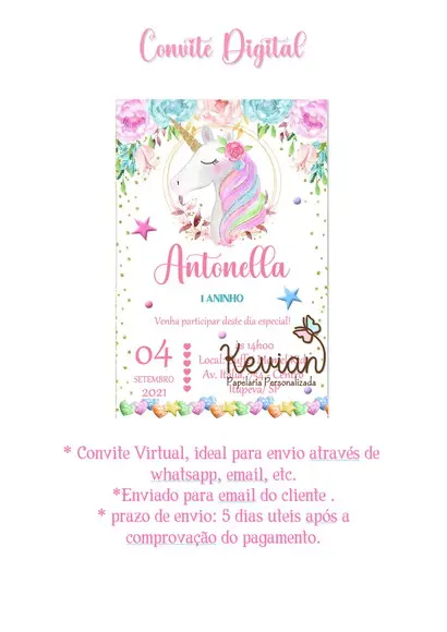 Convite Digital Unicórnio