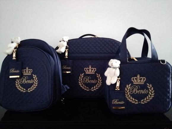 Kit maternidade Mala de Mão + Porta Mamadeira e Mochila G