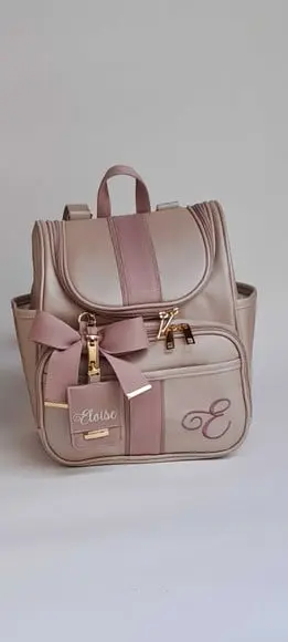 Mochila Maternidade Personalizada com Nome do Bebê e Laço