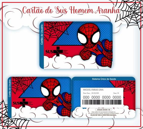 Cartão do Sus Personalizado Homem Aranha