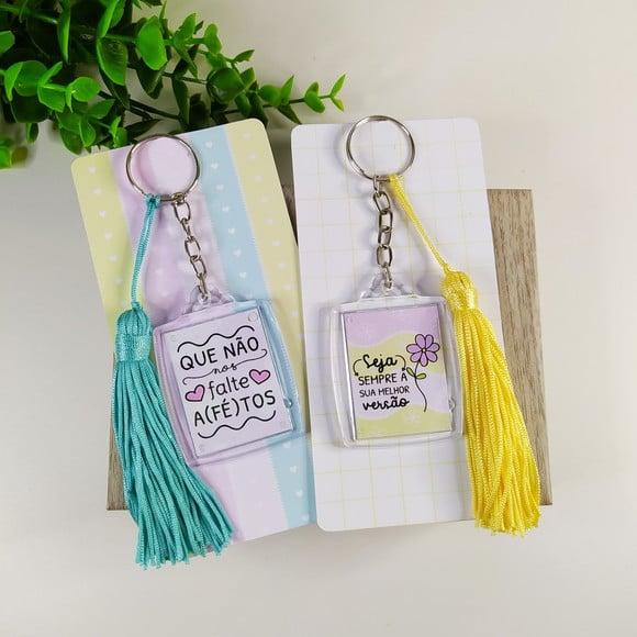 Chaveiro com Tag Tassel Mimo Frases Motivacionais