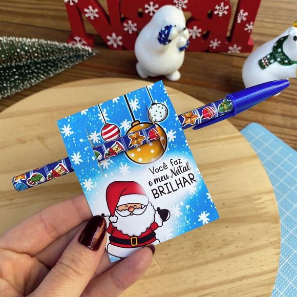 Cartão com Caneta Personalizada Natal