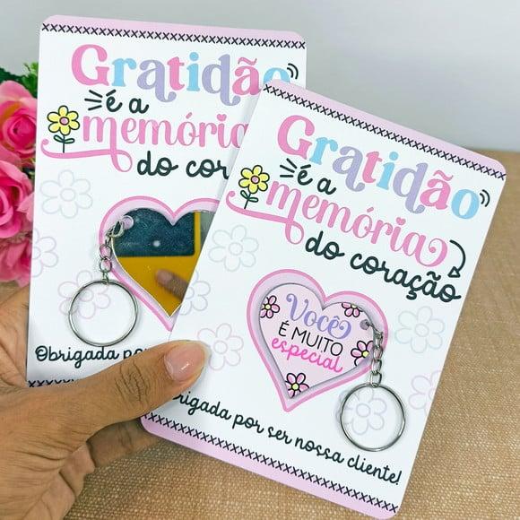 Chaveiro Coração Espelho Mimo para Clientes