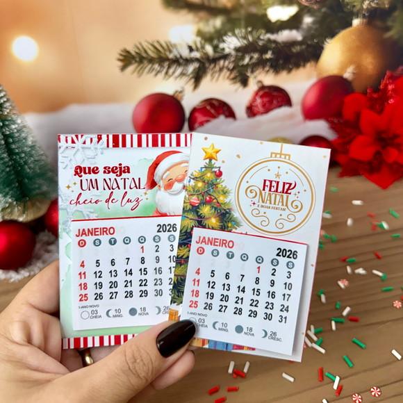 Brinde Natal Card com Calendário 2026 Personalizado com Imã