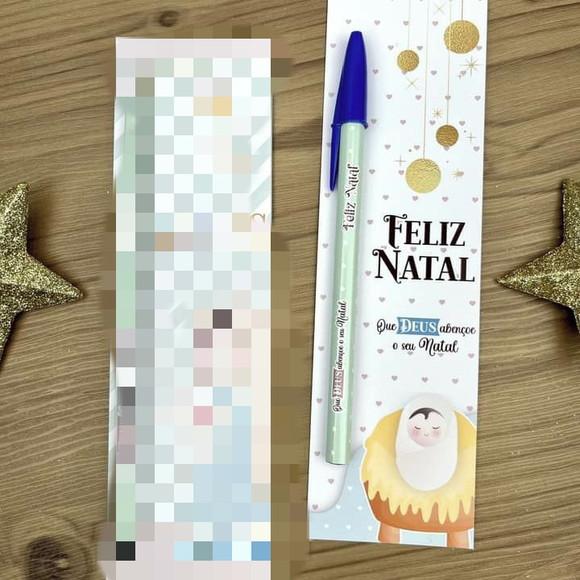 Cartão com Caneta Personalizada Natal Cristão