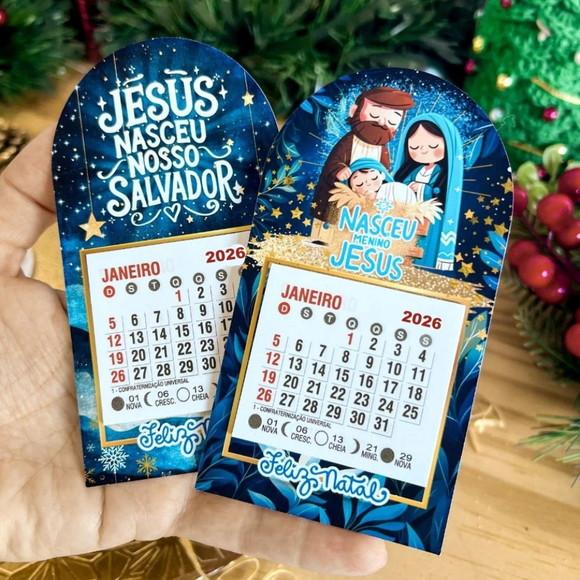 Brinde Natal Card com Calendário 2026 Personalizado com Imã