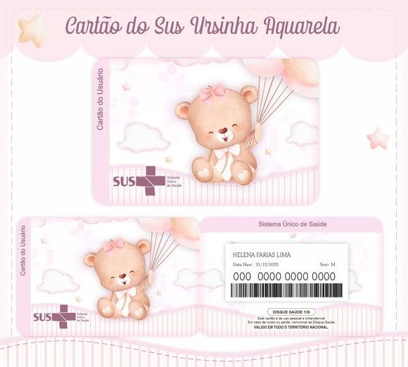 Cartão do Sus Personalizado Ursinha