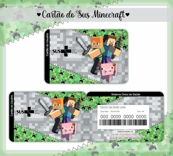 Cartão do Sus Personalizado Mine Craft