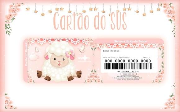 Cartão do Sus Personalizado Ovelha Rosa
