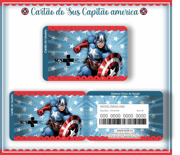 Cartão do Sus Personalizado Capitão América - Frete Grátis