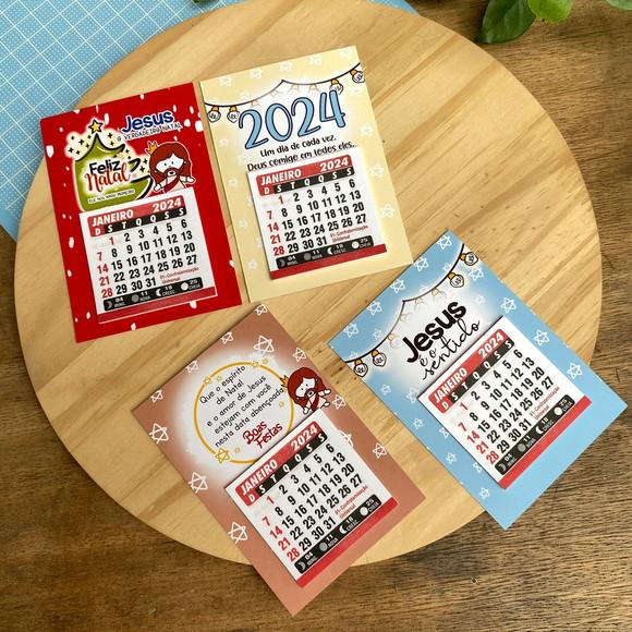 Brinde Natal Card com Calendário 2025 Personalizado com Imã