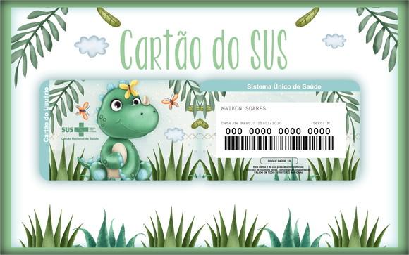 Cartão do Sus Personalizado Dino Baby