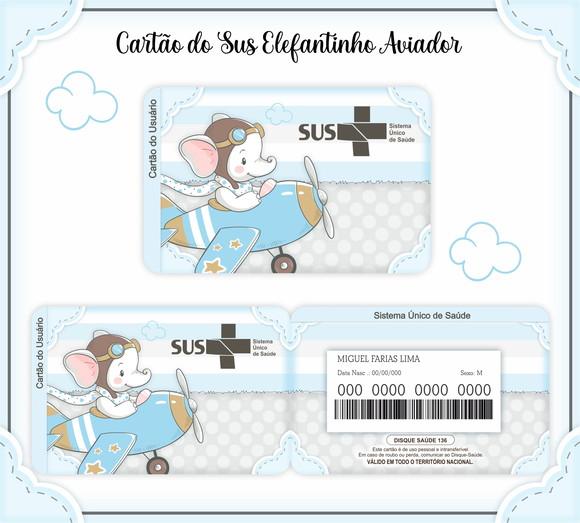 Cartão do Sus Personalizado Elefantinho - Frete Grátis