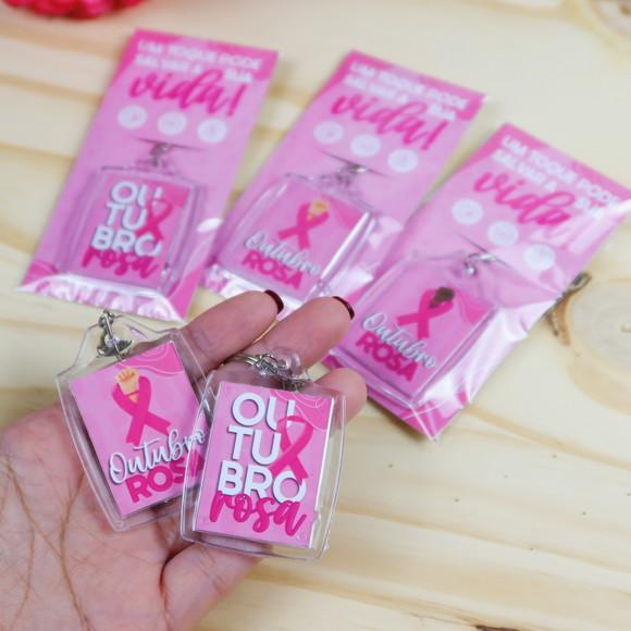 10 Chaveiros Personalizados Outubro Rosa