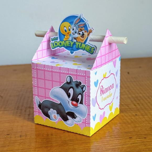 Caixa Canudo Baby Looney Tunes Rosa Aplique | Pegue e Monte